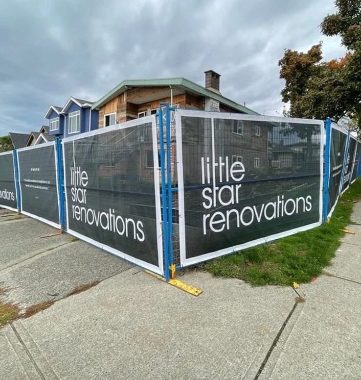 Little Star branded site hoarding around home renovation project in Vancouver